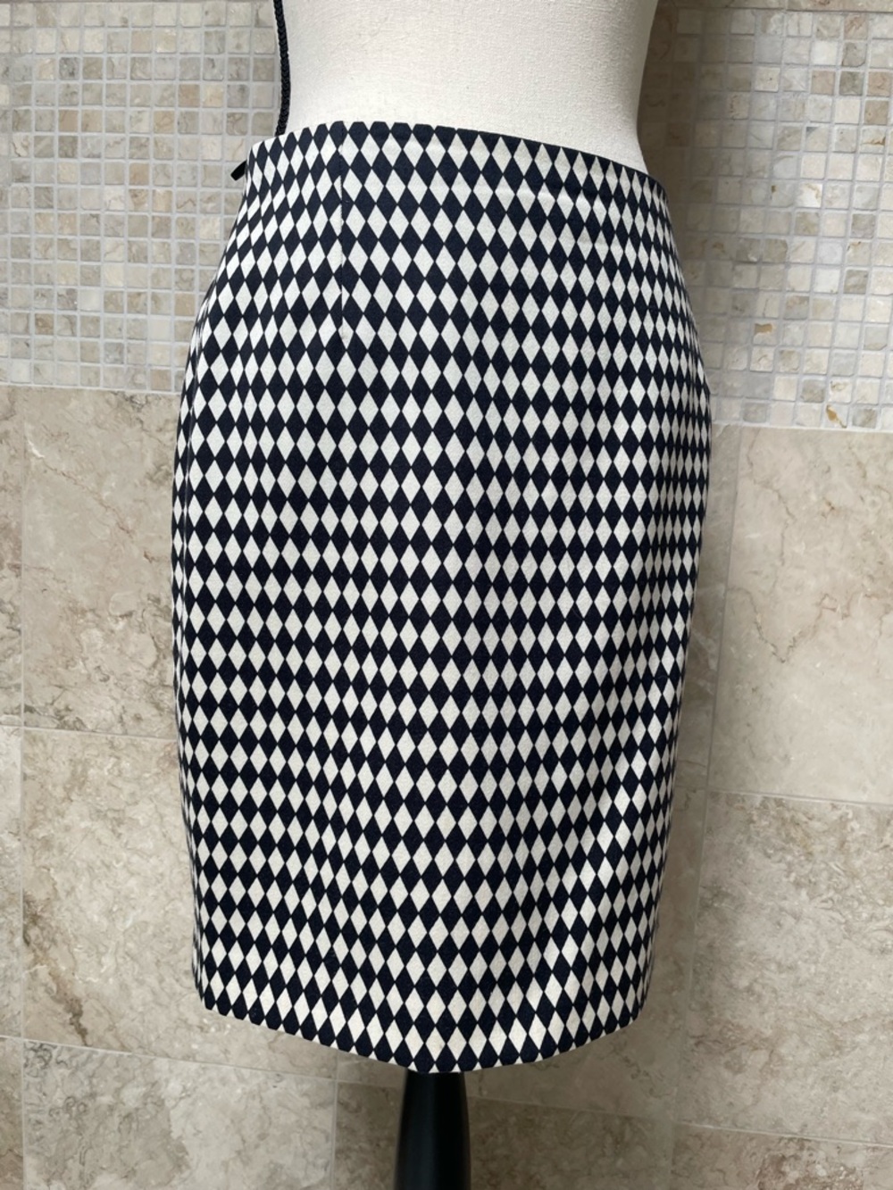 $1,350 GIANNI VERSACE Couture Harlequin White Black Skirt IT 44 US 8 Vintage